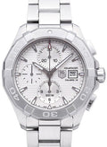Tag Heuer Aquaracer Caliber 16 Automatic Chronograph White Dial Silver Steel Strap Watch for Men - CAY2111.BA0927