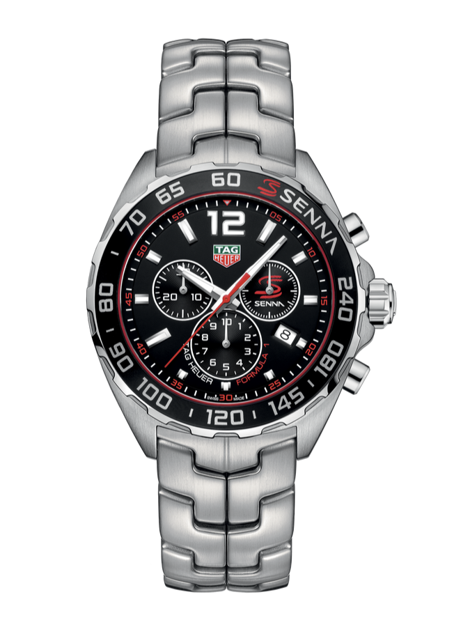 Tag Heuer Senna Chronograph Special Edition Black Dial Silver Steel Strap Watch for Men - CAZ1015.BA0883