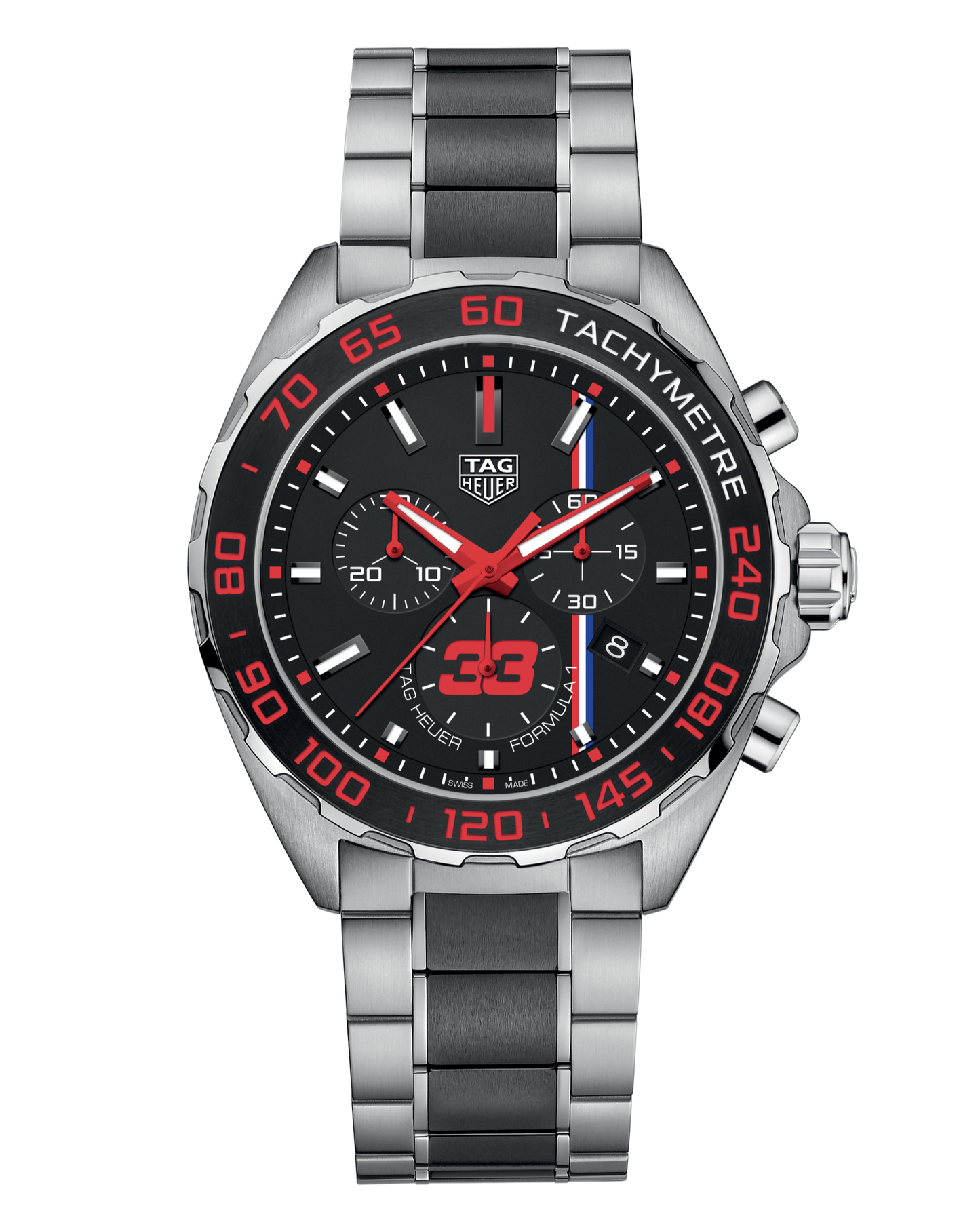 Tag Heuer Formula 1 Max Verstappen Limited Edition Grey Dial Two Tone Steel Strap Watch for Gents - CAZ101U.BA0843