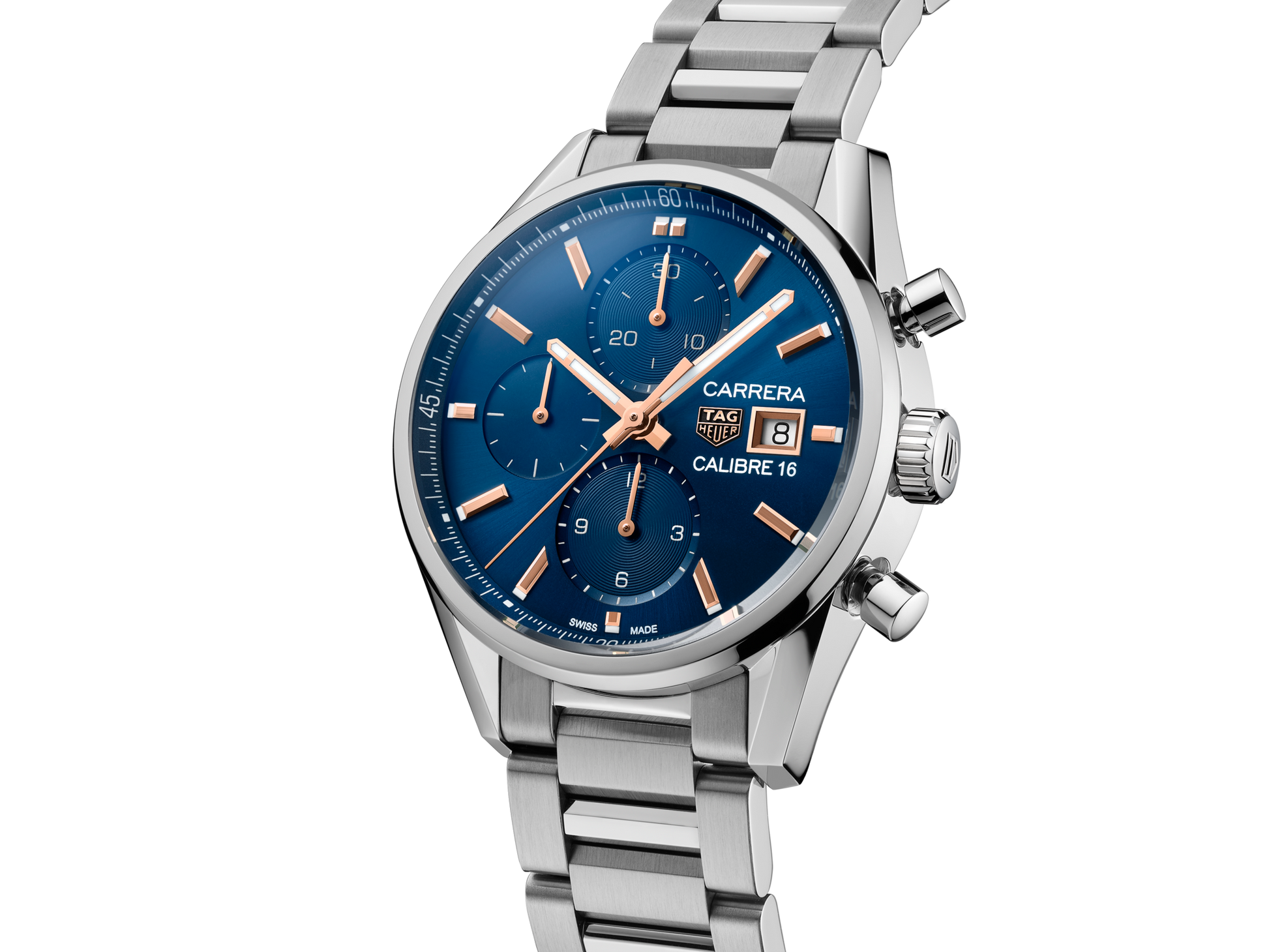 Tag Heuer Carrera Automatic Chronograph Blue Dial Silver Steel Strap Watch for Men - CBK2115.BA0715
