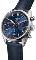 Tag Heuer Carrera Chronograph Blue Dial Blue Leather Strap Watch for Men - CBN201D.FC6543