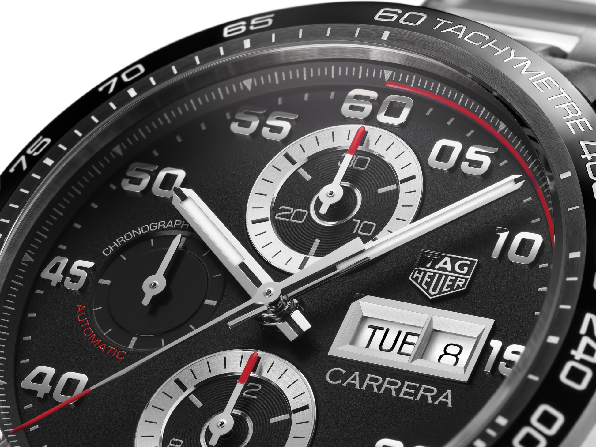 Tag Heuer Carrera Chronograph Black Dial Silver Steel Strap Watch for Men - CBN2A1AA.BA0643