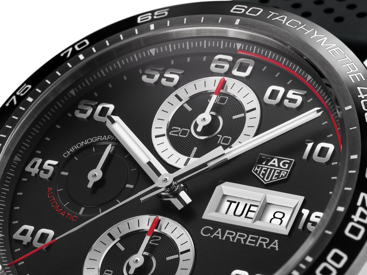 Tag Heuer Carrera Chronograph Black Dial Black Rubber Strap Watch for Men - CBN2A1AA.FT6228