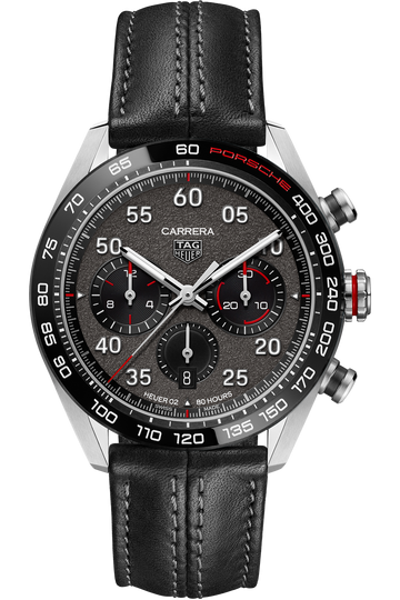 Tag Heuer Carrera Porsche Chronograph Special Edition Black Dial Black Leather Strap Watch for Men - CBN2A1F.FC6492