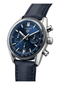 Tag Heuer Carrera Chronograph Blue Dial Blue Leather Strap Watch for Men - CBS2212.FC6535