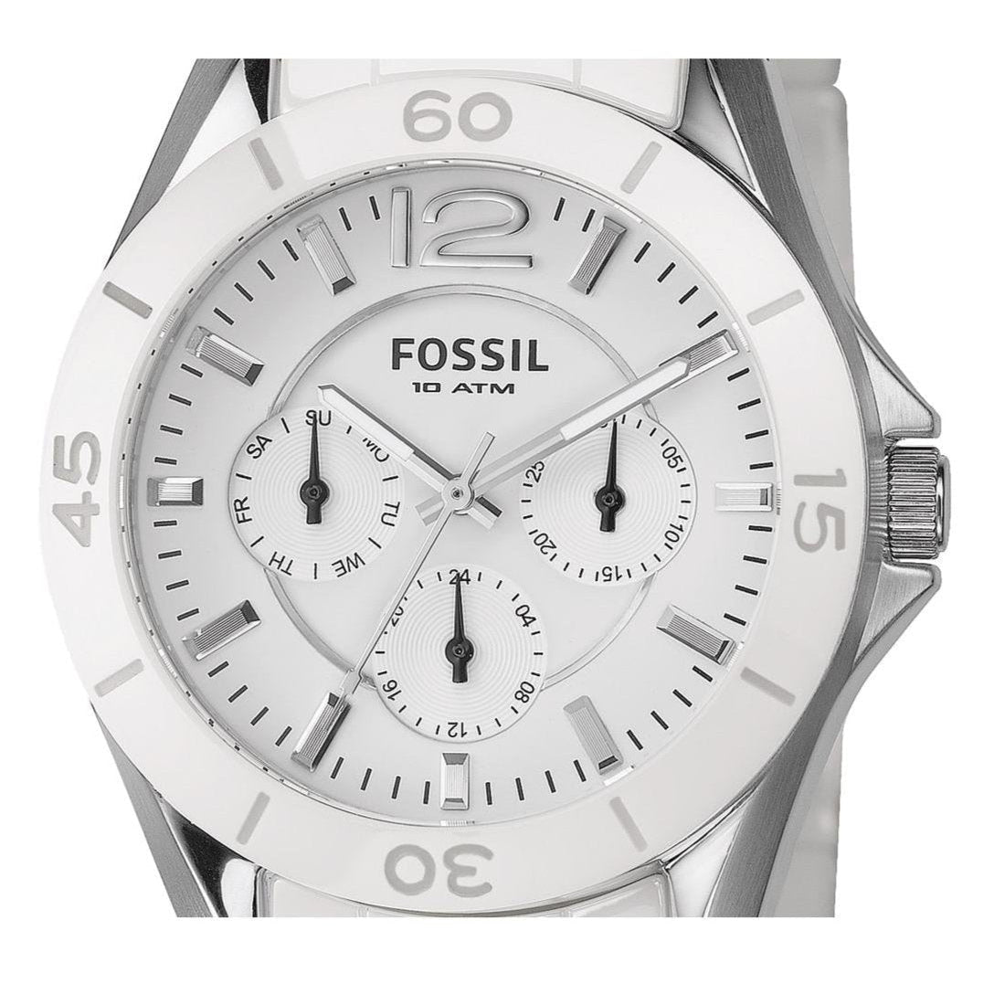 Fossil Ceramic White Dial White Ceramic Strap Watch for Women - CE1002