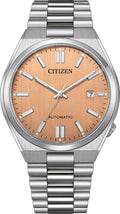Citizen Tsuyosa Automatic Salmon Orange Dial Silver Steel Strap Watch For Men - NJ0159-86Z