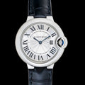 Cartier Ballon Bleu De Cartier Silver Dial Black Leather Strap Watch for Women - WSBB0034