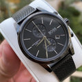 Hugo Boss Associate Black Dial Black Mesh Bracelet Watch for Men - 1513769