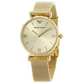 Emporio Armani Retro Gold Dial Gold Mesh Bracelet Watch For Women - AR1957
