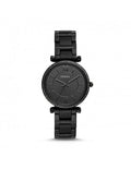 Fossil Carlie Black Dial Black Steel Strap Watch for Women - ES4488