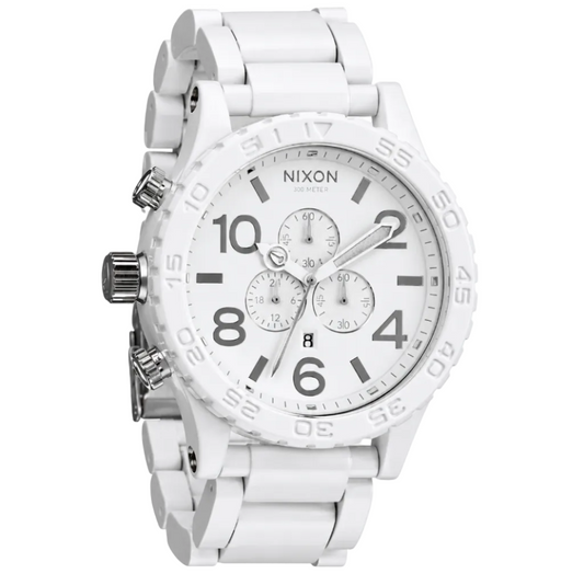 Nixon 51-30 Chronograph White Dial White Steel Strap Watch for Men - A083-1255