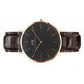 Daniel Wellington Classic York Black Dial Brown Leather Strap Watch For Men - DW00100128