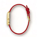 Guess Fame Quartz Gold Dial Red Leather Strap Watch For Women - GW0504L2