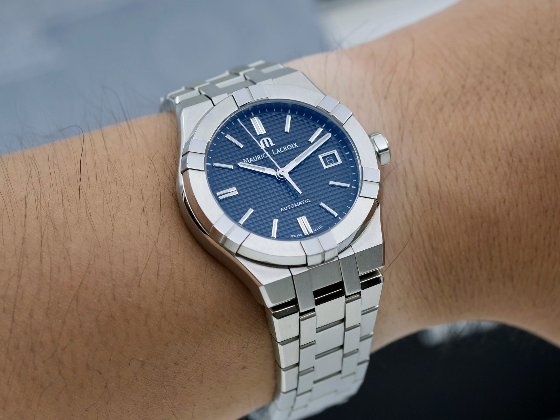 Maurice Lacroix Aikon Automatic Black Dial Silver Steel Strap Watch for Men - AI1807-SS002-330-1