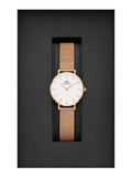 Daniel Wellington Classic Petite White Dial Rose Gold Mesh Bracelet Watch For Women - DW00100219