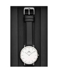Daniel Wellington Classic Sheffield White Dial Black Leather Strap Watch For Men - DW0010003120