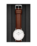 Daniel Wellington Classic St Mawes White Dial Brown Leather Strap Watch For Men - DW00100021
