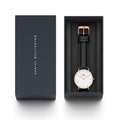 Daniel Wellington Classic Sheffield White Dial Black Leather Strap Watch for Women - DW00100036