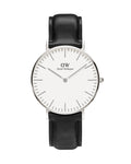 Daniel Wellington Classic Sheffield White Dial Black Leather Strap Watch For Women - DW00100053