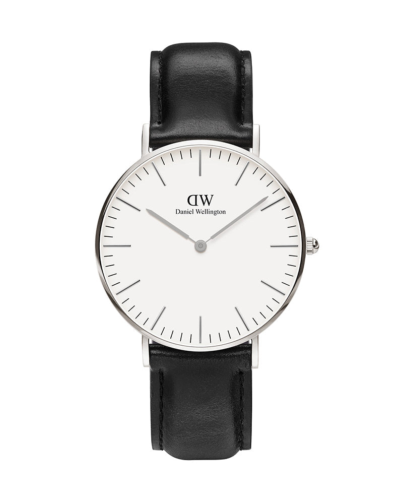 Daniel Wellington Classic Petite York White Dial Black Leather Strap Watch For Women - DW00100188