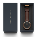 Daniel Wellington Classic St Mawes Black Dial Brown Leather Strap Watch For Men - DW00100124