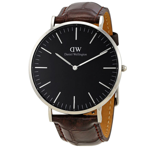 Daniel Wellington Classic York Black Dial Brown Leather Strap Watch For Men - DW00100134