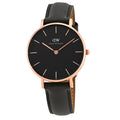 Daniel Wellington Petite Sheffield Black Dial Black Leather Strap Watch For Women - DW00100168