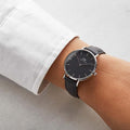 Daniel Wellington Petite Sheffield Black Dial Black Leather Strap Watch For Women - DW00100180