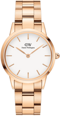 Daniel Wellington Iconic Link White Dial Rose Gold Steel Strap Watch For Women - DW00100211