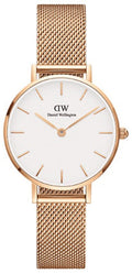 Daniel Wellington Classic Petite White Dial Rose Gold Mesh Bracelet Watch For Women - DW00100219