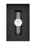 Daniel Wellington Petite Sterling White Dial Silver Mesh Bracelet Watch For Women - DW00100220