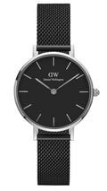 Daniel Wellington Petite Ashfield Black Dial Black Mesh Strap Watch For Women - DW00100246