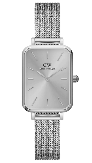 Daniel Wellington Quadro Unitone Silver Dial Silver Mesh Strap Watch For Women - DW00100486