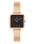 Daniel Wellington Quadro Studio Black Dial Rose Gold Mesh Strap Watch For Women - DW00100518
