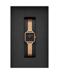 Daniel Wellington Quadro Studio Black Dial Rose Gold Mesh Strap Watch For Women - DW00100518
