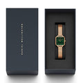 Daniel Wellington Quadro Studio Green Dial Rose Gold Mesh Strap Watch For Women - DW00100520