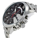 Diesel Mega Chief Chronograph Black Dial Silver Steel Strap Watch For Men - DZ4308