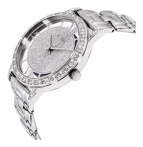 Guess Ethereal Diamonds Silver Dial Silver Steel Strap Watch for Women - W1013L1
