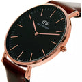 Daniel Wellington Classic St Mawes Black Dial Brown Leather Strap Watch For Men - DW00100124