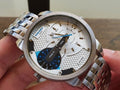 Diesel Mini Daddy Dual Time Silver Dial Stainless Steel Watch For Men - DZ7305