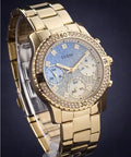 Guess Confetti Diamonds Gold Dial Gold Steel Strap Watch for Women - W0774L2