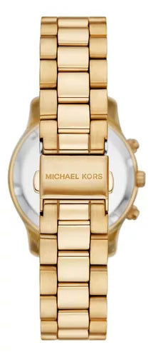Michael Kors Runway Chronograph Gold Dial Gold Steel Strap Watch For Women - MK7326