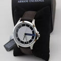 Armani Exchange Hampton Chronograph White Dial Brown Leather Strap Watch For Men - AX2187
