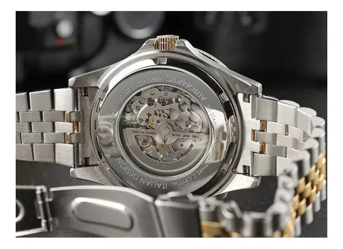 Maserati SFIDA Automatic Skeleton Black Dial Two Tone Steel Strap Watch For Men - R8823140010