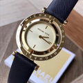 Michael Kors Averi Gold Dial Navy Blue Leather Strap Watch for Women - MK2526