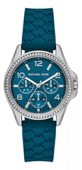 Michael Kors Mini Pilot Pave Blue Dial Blue Silicone Strap Watch for Women - MKO1004