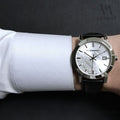 Burberry The City White Dial Black Leather Strap Watch for Men - BU9008