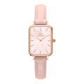 Daniel Wellington Quadro Pressed Mother of Pearl Pink Dial Pink Leather Strap Watch For Women - DW00100508
