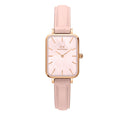 Daniel Wellington Quadro Pressed Mother of Pearl Pink Dial Pink Leather Strap Watch For Women - DW00100508